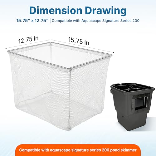 Pond Replacement Skimmer Debris Net - 15.75 X 12.75in Pond Skimmer Net for Outdoor Ponds Pool Debris Net Compatible with Aquascape Series 200 Pond Skimmer Filter, White