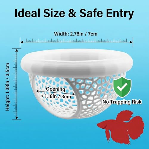 Floating Betta Hide & Shrimp Cave – 3-in-1 Aquarium Cave & Rest Spot for Betta and Small Fish, Shrimp – Safe Nano Tank Accessories with Feeding Station, Eco-Friendly PLA