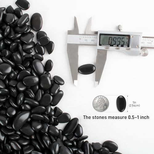 18 lb Natural Polished Black River Rock for Plants, 1/2" Black Pebbles for Aquarium, Vase, Garden Landscape Rocks and Outdoor Decorative Stones - style: Black Stones, black landscape rocks