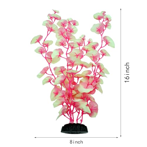 16 Inch Aquarium Fish Tank Plant Betta Fish Tank Decor,2 Pack Silk Aquarium Plants for Aquarium Decoration (White-Pink) - size: White-Pink