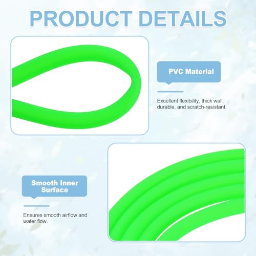 Aquarium Airline Tubing, 5/32"(4mm) ID x 1/4"(6mm) OD 4.9ft PVC Flexible Tube, (2Pcs, Green), Intended for Fish Tank Air Pump/Aquarium/Garden/Terrarium Pond - color: Green