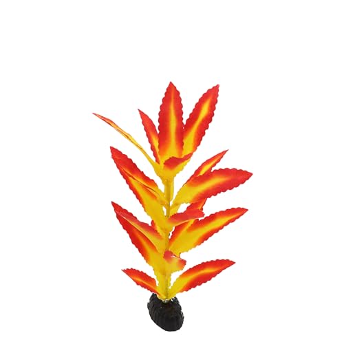 Silk Aquarium Plants for Betta Fish Tank, 2 Pcs 7.8 Inch Small Silk Aquarium Plant Aquatic Water Grass Decoration (Yellow-Red, 8 Inch) - color: Yellow-red