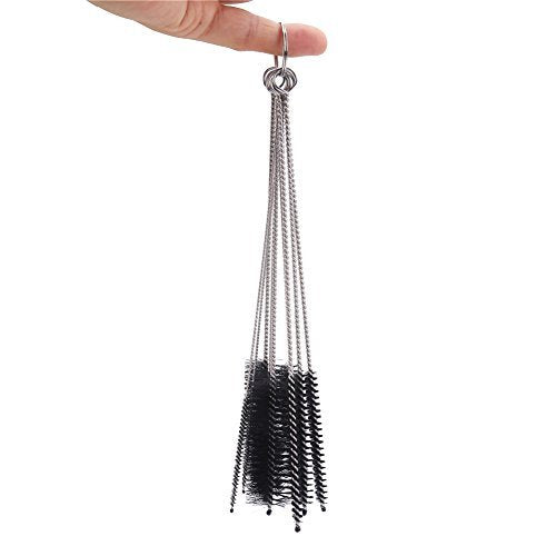 DECORA 10 Pieces Nylon Cleaning Bottle Brush Pipe Cleaning Brushes Tube Brushes Tube Bottle Straw Washing Cleaner Bristle Kit Tool Black - color: Black