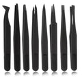 8 Pcs Venus Fly Trap Feeding Tweezers, Black Straight and Curved Tweezers Set Plastic Carnivorous Plant Reptile Feeding Tongs for Flytraps Pitcher Plants Butterwort Reptile Feeding