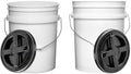 House Naturals Food Grade 5 Gallon Made in USA Plastic Bucket with Screw on Lid (White Buckets with Black Lids) - color: White Buckets With Black Lids
