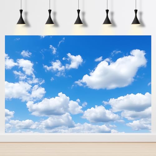 Blue Sky Aquarium Background Tiny Cloudy Cumulus Fish Tank Background White Clouds in Clear Blue Sky Reptile Tank Backgrounds Cloudy Blue Skys Reptile Enclosure Backgrounds Wallpaper Poster 30x18in - color: Blue_White, size: 30(W)x18(H)inches/ 75(W)*45cm(