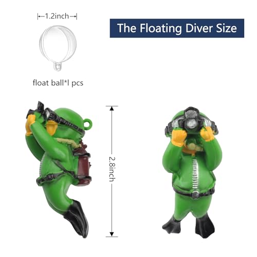 onesimcr Floating Fish Tank Decorations, Aquarium Decorations, Lovely Diver Fish Tank Decorations, Floating Device Fish Tank Accessories，Suitable for All Kinds of Fish Tanks(Dark Green)… - color: Dark Green