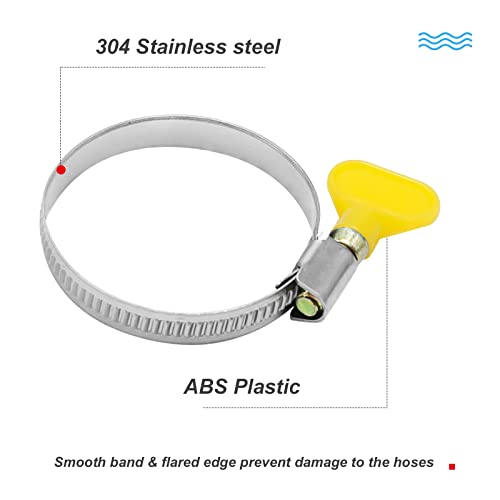10-Pack Stainless Steel Hose Clamp 1.25" to 2", Butterfly Thumb Screw Hose Clamps Yellow Key-Type Adjustable Clamps, 32-50 mm (1-1/4" to 2"), 9mm Bandwidth for Plumbing Automotive - color: Yellow (32-50mm)