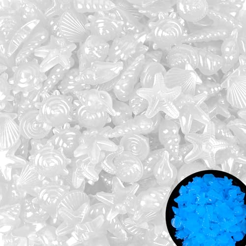 Kaiyuan Dynasty 300pc Glow in The Dark Rock for Fish Tank Glow Stones for Fish Tank Aquarium Pebbles Glowing Rocks Luminous Stones for Fish Bowl,Garden,Ponds Decor,White (0.8-1.2") - color: White, size: 300