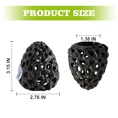 Shrimp Dome Hide, Shrimp Hides for Aquarium, Betta Fish Hideout with Suction Cup, Betta Habitat Tank Ornament Accessories, Aquarium Decor for Small Fish Guppy Hiding Resting (Black) - color: Black