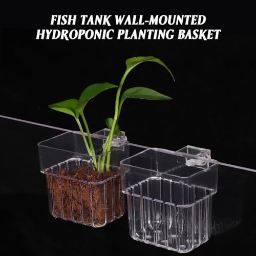 Milisten Hydroponic Planting Cups for Aquariums 4-Pack Clear Plastic Fish Tank Plant Holders with Hanging Holes Rimless Design for Home Water Garden and Aquatic Plant Growth
