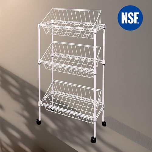 NSF white 3-layer storage rack, kitchen basket rack, vegetable tableware sorting, laundry room dirty clothes storage, detachable storage basket, multifunctional household epoxy resin - size: 3-White DIY basket