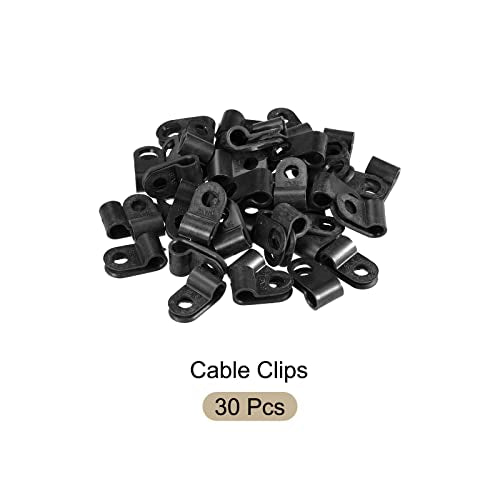 R-type Cable Clips Wire Management Clamp, [for Keeping Wire Neat ] - Nylon / 0.19-inch/Black / 30 Pcs - size: 0.19-inch