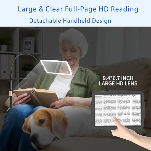 Floor Magnifying Glass with Light and Stand: 48 LED Flexible Hands Free Magnifier Lamp - 2-in-1 Large Lighted Magnifiers for Seniors Reading,Close Work,Jewelry, Repair,DIY