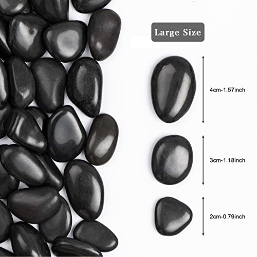 5lbs Natural River Rocks, High-Polished Pebbles for Plants Garden, 1-2 inch Decorative Black Stones, Ideal for Fish Tank, Vases, Crafting, Home Decor and Garden Landscaping Rocks,Black - size: 5 Pounds, style: Black