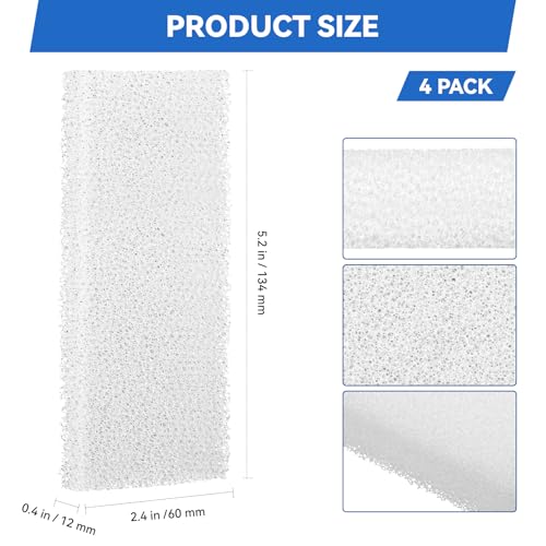 Aquarium Filter Bio Foam Pads Compatible with Fluval U2 Underwater Filter, A486 Replacement Filter Foam for Fish Tank, Filter Sponge Media for Freshwater and Saltwater Tanks, 4 Pack