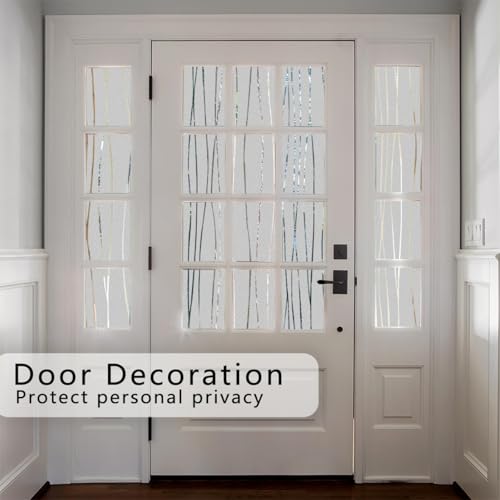 Finnez Window Privacy Film Decorative Frosted Window Cling Privacy Film for Glass, Non-Adhesive Heat Anti-UV for Home Office Living Room, Irregular Stripe Patterns, 29.5 x 78.7 Inches - color: Vertical Stripes, size: 29.5 x 78.7 inches