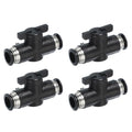 PATIKIL 14mm (11/20") Push to Connect Fittings Ball Valve, 4 Pcs 0-60 Degree BUC Air Flow Control Valve Quick Straight Connectors Air Hose Fitting for Pneumatic System Pipeline, Black - size: 14mm (11/20")
