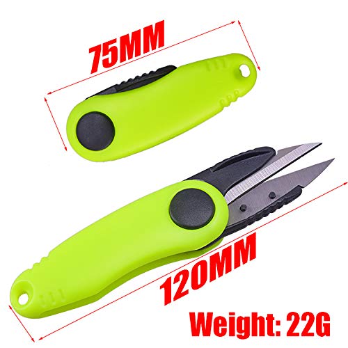 Leyal 2 Pcs Fast Shrimp Shaped Stainless Steel Fish Use Scissors Accessories Folding Fishing Line Cut Clipper Fishing Scissor (Green) - color: Green