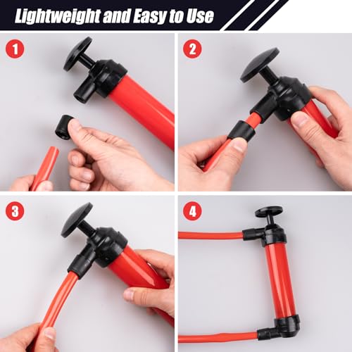 Siphon Pump 200cc Fluid Transfer Pump(2nd Generation), Fuel Transfer Hand Pump Kit for Gas, Oil, Water and Liquids, Efficient and Lightweight