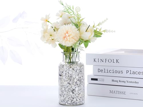 QINJIEJIE White Howlite Crystals Chips Natural Stone Gravel Bulk Crushed Rocks Pieces Polished Quartz Stone 0.55Lbs Decorative Fish Tank Pebbles Vase Filler Irregular Shaped Tumbled Gemstone for Home - color: White Howlite, size: 0.55 Pound