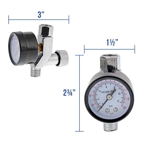 TCP Global Air Adjusting Valve Regulator (1/4" NPT) with Gauge - Air Pressure Regulator for Spray Guns and Pneumatic Tools