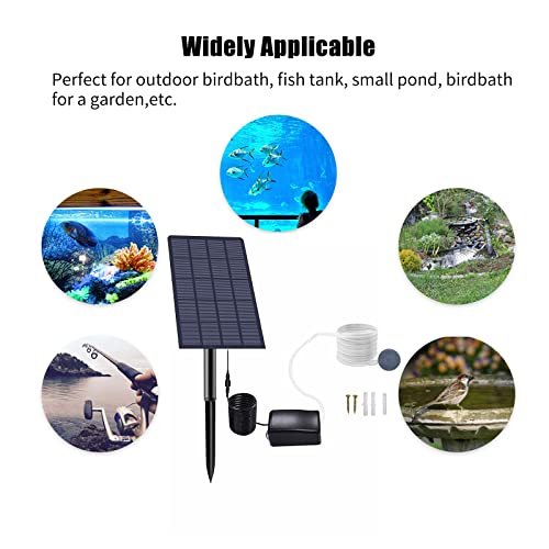 Solar Aquarium Oxygen Aerator Air Pump, Fishing Aerator with Pipe Air Bubble Stones for Garden Fish Tank Pool Pond