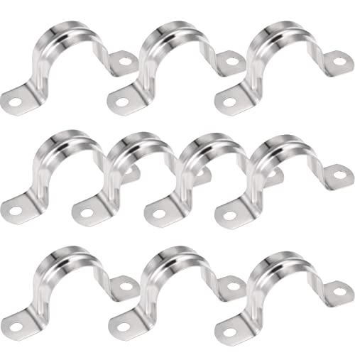 AKIHISA Pipe Clamps, 10 Pcs U Tube Strap Clamp, 304 Stainless Steel 2 Hole Pipe Bracket, ID 1 1/4Inch(32mm) - size: 1-1/4 Inch, style: 10Pcs