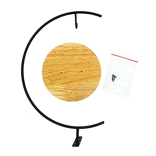 YY YEARCHY Ornament Display Stand Metal Stand Air Plant Stand Flower Pot Holder Iron Stand for Hanging Glass Globe Ball (Small G round wood) - color: Black, size: 9.5"x4.5"x4.5"