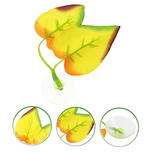 Toddmomy Betta Fish Resting Leaf Hammock Oviposition Pad for Fish Tanks Easy to Install Cup Double Leaf Design