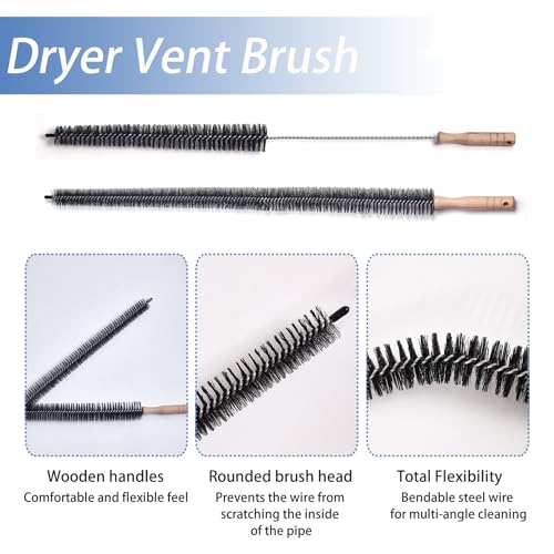 6 Pcs WH01X35719 Lint Filter replacement with Dryer Vent Brush, for GE Profile Washer Dryer Combo, GE Washer Dryer Foam Filter, Washable and Reusable, for Models: PFQ97HSPVDS