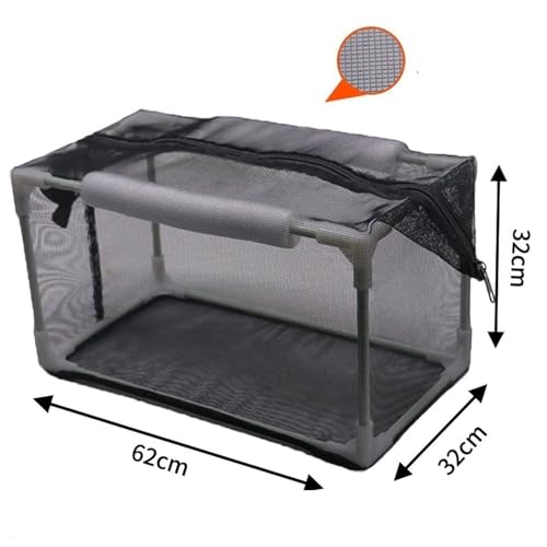 Qianly Separation Net Aquarium Breeder Net Isolation Box Nylon Mesh Isolation Mesh Box Fish Breeder Box with Zipper Suitable for Isolating Sick Fish - size: 62x32x32cm