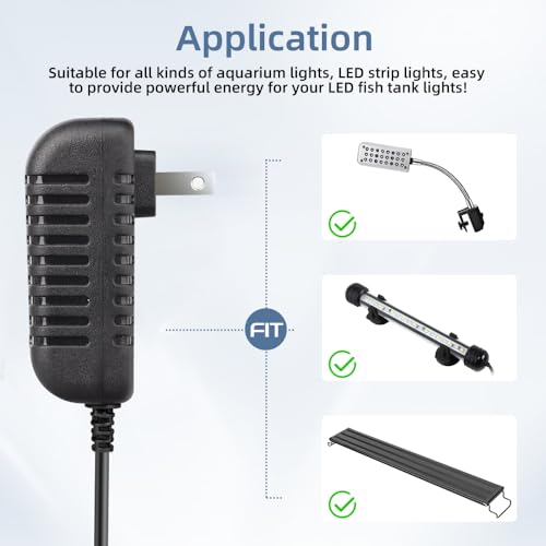 DaToo Aquarium Light LED Power Adapter AC 100-240V DC 12V 2A Replacement Power Adapter Fish Tank Light Power Supply Converter with Indicator Light - size: 12V 2A