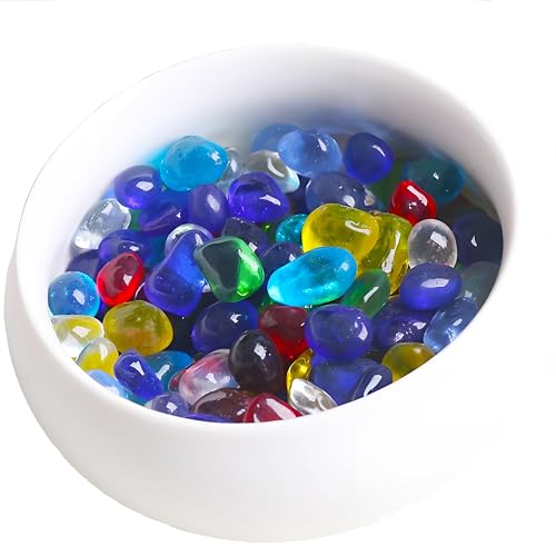 1 Lb Sea Glass for Crafts, 0.2-0.35" Gravel for Aquarium, Fish Tank, Freshwater Tank, Turtle Tank, Colorful Small Rocks for Pots Indoor, Decorative Pebbles for Indoor Plants - color: Rainbow 5-9mm