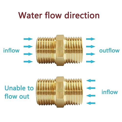 Joywayus Brass Check Valve 1/2" Male to 1/2" Male Thread One Way Non Return Backflow Preventer Check Valves (Pack of 2) - size: Male to Male