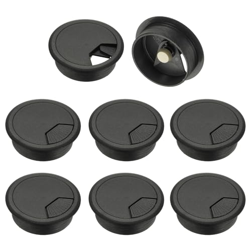 M METERXITY 8-Pack Cable Hole Cover, 2.3 Inch 59mm ABS Desk Cable Wire Cord Grommet Hole Cover for Home/Office Desktop Wire Organizer [Black] - color: Black, size: 2.3"