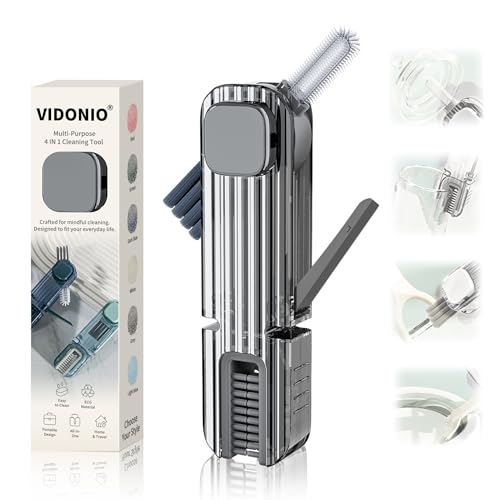 VIDONIO 4 in 1 Cup Lid Gap Cleaning Brush, Multifunctional Insulation Bottle Cleaning Tools, Mutipurpose Tiny Silicone Cup Holder Cleaner, Home Kitchen Cleaning Tools - style: 1Pc Grey