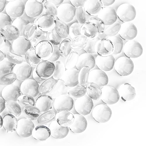 1 LB Clear Glass Marbles, Transparent Mini Flat Glass Beads~150 PCS for Vase Fillers, Floral Bottom Mancala Gems Pebbles Fish Tank Rocks for Table Aquarium,Home Decor Art Craft Supplies(0.5"~0.7") - color: Clear~1 Lb, size: 1 LB