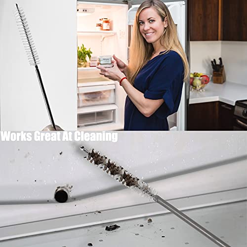 65" Flexible Drain Brush, Tube Pipe Cleaning Brush, Long Slim Cleaner Brush for Shower Sink Drain/Refrigerator Drain Hole/Dishwasher Air Gap/Fish Tank/Home Kitchen