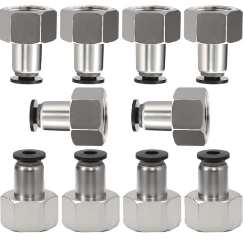 5/32 Air hose fittings, Push to Connect Air fittings Female Straight 5/32 Inch Tube OD x 1/4 NPT Thread Fitting (Pack of 10) - size: OD 5/32 - NPT 1/4, style: Female thread