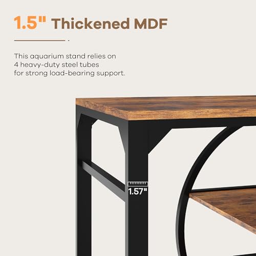 GarveeHome 55-75 Gallon Metal Aquarium Stand, Heavy-Duty Fish Tank Stand with Multi-Tier Storage Cabinet & Thickened Legs, Suitable for Turtle/Reptile Terrarium Aquatic Accessories Organizer