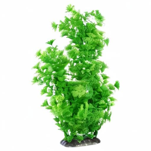 CNZ Aquarium Plastic Plant Decoration w Ceramic Base Medium 15-inch, Green
