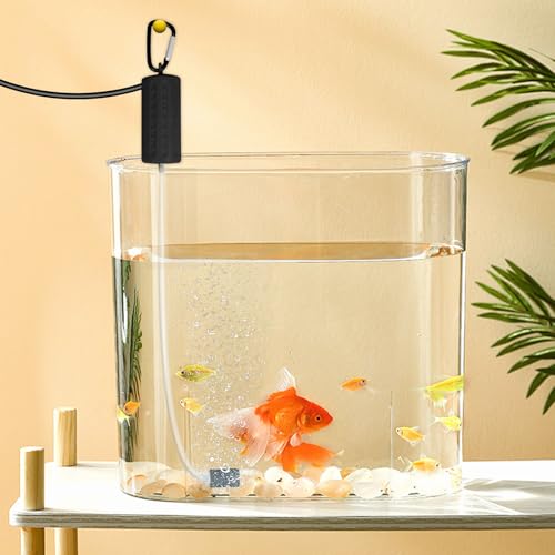 Aquarium Air Pump USB Air Pump Mini Aquarium Air Pump Ultra Quiet Fish Tank Air Pump Energy Saving Oxygen Bubbler Includes Aquarium Oxygen Tube + Air Stones 1W - color: Black