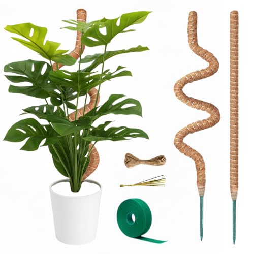 2 Pack 28" Bendable Moss Pole Monstera Plant Support | Monstera Moss Pole for Plants Indoor for Climbing Indoor Potted Plants | Stackable Plant Stakes for Pothos, Philodendron, & Eco Friendly