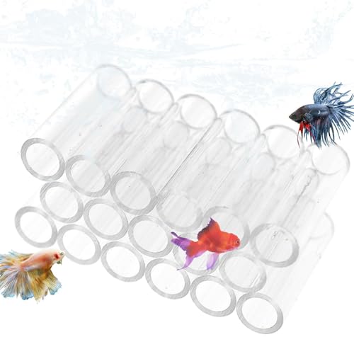 Shrimp Breeding Tube - Transparent Acrylic Crystal Shelter, Aquarium Hideaway Habitat, Fish Tank Refuge | Shrimp Cave Breeding House for Small fishss Aquatic Pets - color: 18 Tubes