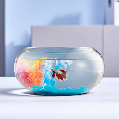2 Gallon Glass Fish Bowl with Decor, Include Fluorescent Stones & Colorful Plastic Trees, High White Glass for Clear View, Small Fish Bowl/Vase/Aquarium for Betta Fish/Goldfish, Nice Home Décor - color: 2 gal fish bowl