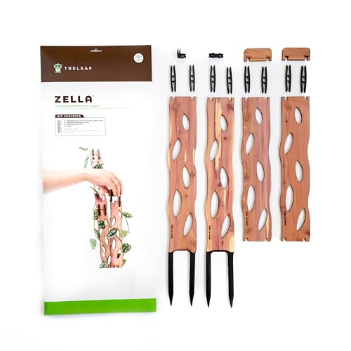 Treleaf Zella Grande Starter Kit – Wooden Extendable Plant Trellis for Indoor Climbing Houseplants – Modular Plant Support with 2 Bases + 2 Extensions - Moss Pole Alternative - size: Grande - Starter Kit