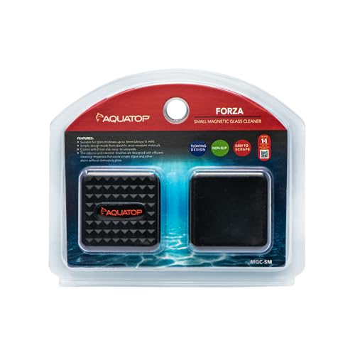 Aquatop Floating Magnetic Glass Cleaner for Fish Tanks – Non-Scratch Scrubbing Pads, Strong Magnet Grip, Easy Cleaning for Aquariums Up to 3/16″ Glass Thickness, MGC-SM - size: 1 Count (Pack of 1)