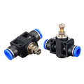 Metalwork Air Flow Control Valve with Push-to-Connect Fitting, In-Line Speed Controller Union Straight, 6mm to 6mm, 1/4" Tube OD x 1/4" Tube OD (Pack of 2) - size: 6mm