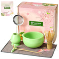 Maestri House Matcha Whisk Set, 7-Pc Complete Matcha Kit with Spouted Ceramic Bowl, Bamboo Whisk and Holder, Scoop, Spoon Rest & Sifter, Tea Cloth – Ideal Gift for Matcha Lovers (Green) - color: Green